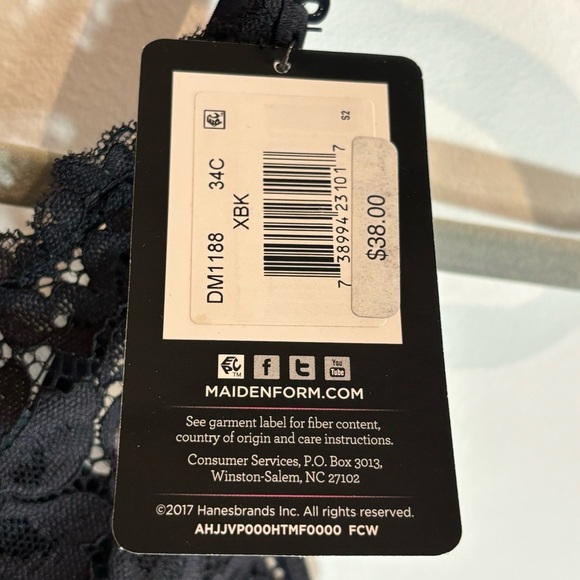 MAIDENFORM Sz 34C Black Lace Multiform Strap No Underwire NEW WITH TAGS - Picture 3 of 6